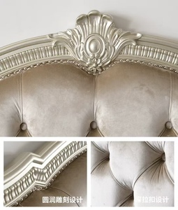 Meubles de chambre à coucher de style américain, lit en bois massif, lit king size luxueux capitonné, lit king size en bois - Product Image 6