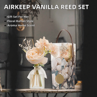 Diffuseur de parfum en verre Airkeep avec bâtonnets en rotin, senteur vanille et musc frais, 120 ml, artisanal, pour aromathérapie à domicile