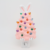 Lampe de nuit LED à brancher en forme d'oreilles de lapin rose, style vintage, pour Noël, Pâques, décorations de printemps, cadeau personnalisé