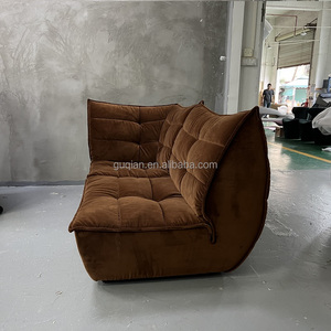 <span class=keywords><strong>Canapé</strong></span> Soft Shell Modulaire 6 Eléments Mid-Century Design <span class=keywords><strong>Chocolat</strong></span> Marron Doré en Velours - Product Image 4