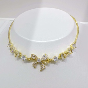 Bracelet personnalisé en argent 925 avec zircon, charme nœud papillon, zircon coloré, plaqué or 18 carats, bracelets étoiles raffinés pour filles. - Product Image 2