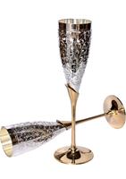 Ensemble de gobelets à vin transparents en acier inoxydable exclusifs, 27 cm, or et argent, faits à la main, durables, tige moyenne, 0,5 L, magnifique boîte en velours