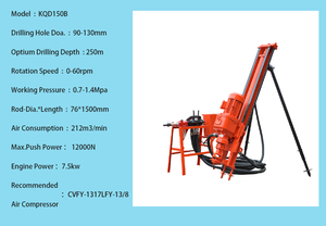 Draagbare 20M Boorgat Booreiland Kleine Elektromotor Mini Roterende Boorinstallatie Pomp Kerncomponenten 380V Spanning Gebruikt Nieuw - Product Image 4