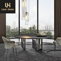 Ensembles de tables à manger rondes en marbre d'acier inoxydable italien ensemble de table à manger moderne de luxe de 6 chaises