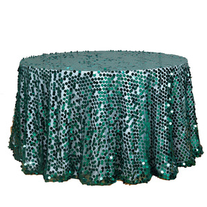 Haute qualité <span class=keywords><strong>luxe</strong></span> 18mm grand Sequin fête <span class=keywords><strong>de</strong></span> mariage nappe ronde 120 pouces broderie Sequin or Table couvre - Product Image 4