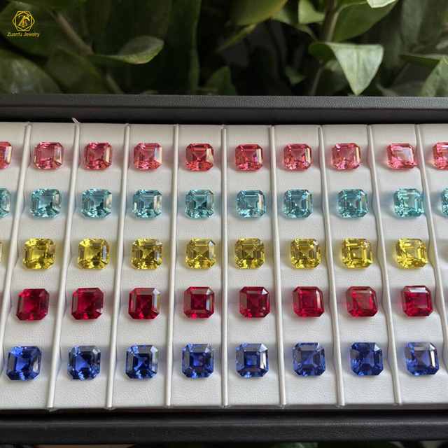 Hydrothermal Synthetic Ruby Sapphire Stone Fancy Wholesale Price Lab Created Loose Gemstone Pink/yellow/purple/dark Blue Heat /
