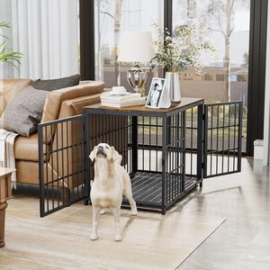 Heavy-duty <b>dog</b> <b>cage</b> furniture, customizable universal pet side table, kennel with three doors, detachable tray, puppy - Product Image 1