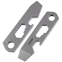 Herramienta Multiusos EDC de Aleación de Titanio TGZUO, Palanca, Llave Inglesa, Regla Métrica, Anillo para Llaves, Herramienta de Bolsillo para Acampar al Aire Libre