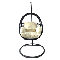 Fauteuil suspendu en forme de cocon d'œuf, support en métal, patio, rotin tressé, avec accoudoirs, meubles d'extérieur