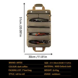 Sac à outils robuste, sac de rangement portable de grande capacité avec deux poches zippées détachables pour hommes et femmes. - Product Image 6