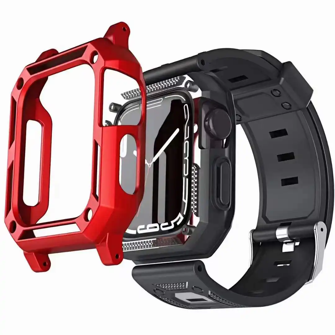 Watch bands for Apply TPU two-color one-piece protective shell metal buckle plastic watch strap Suitable for apply iwatch