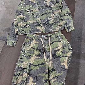 Streetwear Custom Pearl Will Cotton <b>Camo</b> Graphic DTG Printing Baggy Oversized Drawstring Rhinestone <b>Camo</b> <b>Cargo</b> <b>Shorts</b> for Men - Product Image 6