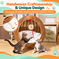 Lit pour animaux de compagnie en rotin pp tissé à la main, design moderne, durable, respirant, amovible, lavable, respectueux de l'environnement, pour toutes les saisons
