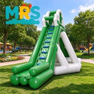 Tobogán Acuático Inflable Verde con Soporte Triangular <span class=keywords><strong>de</strong></span> PVC, Tobogán Acuático <span class=keywords><strong>de</strong></span> Una Sola Vía para Niños, <span class=keywords><strong>Parque</strong></span> Acuático, Diversión al Aire Libre, Alquiler para Negocios - Product Image 2