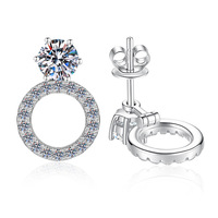 Harga Pabrik Anting Stud Solitaire Moissanite Perak Sterling 925 Warna D VVS Potongan Bulat Perhiasan Berkualitas Grosir
