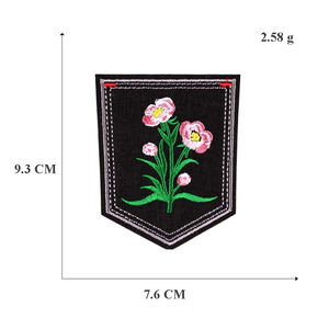 자수 옷 포켓 패치에 새로운 검은 색 꽃 동물 패턴 철 - Product Image 4