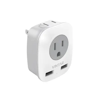 VINTAR Travel Power Plug Adapter 4 In 1 Multifunctional Plug for US to Japan travel Adapter 2USB Ports