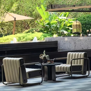 Sofá de exterior de acero impermeable de alta gama con acabado tipo yate para patio de villa, terraza de bienes raíces y jardín, mobiliario para el hogar, para el departamento de ventas de alta gama - Product Image 4