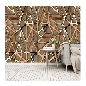 KOMNNI 사용자 정의 벽지 3D 아트 메탈릭 스타일 기하학적 패턴 벽화 거실 침실 홈 장식 추상 벽 벽화