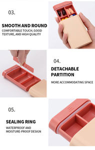 กล่องยา 6 ช่อง รูปทรงสี่เหลี่ยมผืนผ้า กล่องใส่ยา วิตามิน กล่องพกพาสำหรับใส่ยา แคปซูล เม็ดยา น้ำมันปลา ทำจากพลาสติก - Product Image 6