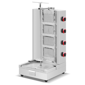 Machine à shawarma au gaz manuelle en acier inoxydable pour <span class=keywords><strong>restaurant</strong></span>, 4 brûleurs, équipement commercial pour doner kebab du Moyen-Orient - Product Image 1