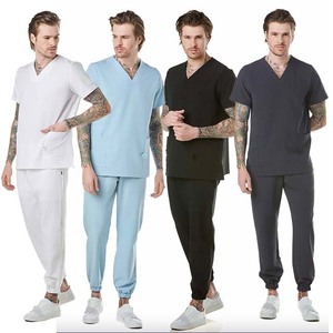 Adar manga corta azul marino gris hombres enfermera Doctor Scrubs uniformes conjuntos médico Scrubs trabajo uniforme conjunto - Product Image 2
