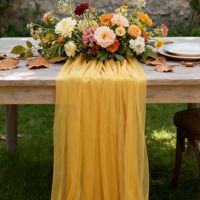 Chemin de table en gaze de polyester personnalisé, doux et élégant, idéal pour les réceptions de mariage