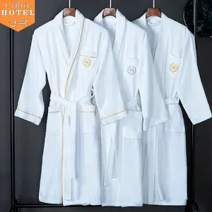 Hotel Klassieke Unisex Wit Badjassen Oem Spa Handdoek Katoen Custom 5 Star Hotel Badjas