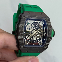 Montre mécanique automatique à tourbillon 3502, boîtier en fibre de carbone, montre pour homme, lumière nocturne, étanche, vente chaude