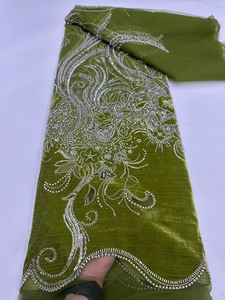 Ni. Ai thiết kế mới thêu nhung ren đính cườm ren vải thanh lịch ngọc trai Net ren sequin vải - Product Image 2