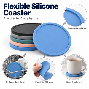 Sous-verre rond en silicone pour <span class=keywords><strong>table</strong></span> de café, compatible lave-vaisselle, 10 cm, design personnalisable avec couleur et emballage sur mesure - Product Image 5