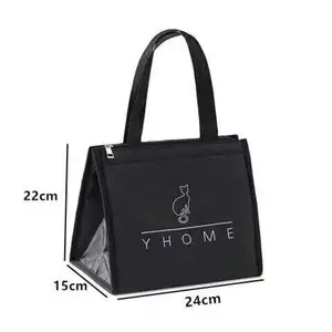 Disposable Thermal Insulated Cooler Bag Grocery Cool Carry Non Woven 600D Lunch Cooler Bag for Food