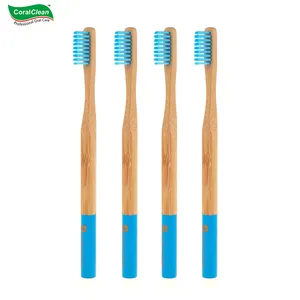 Enfresh eco-friendly fundo pulverizado cores carvão adulto escova de dente de bambu alça redonda e cerdas macias