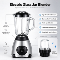 Blender en verre de 1,5 L avec broyeur à sec, mixeur électrique pour smoothies, 5 vitesses, appareil de cuisine LXB-66