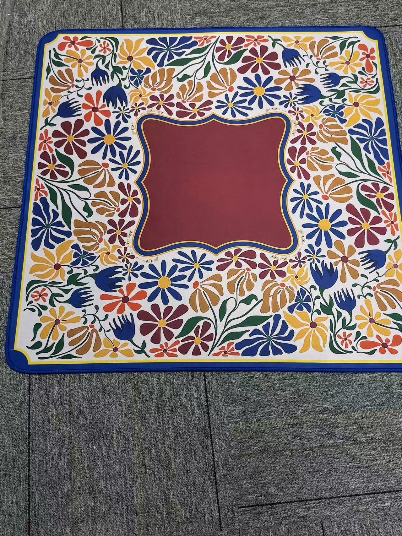 Colorful Floral Print Mahjong Mat