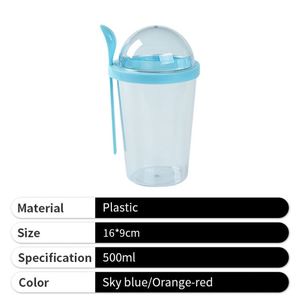 Gobelet à salade jetable rose portable de 500 ml en plastique personnalisé avec logo imprimé et couvercle - Product Image 4
