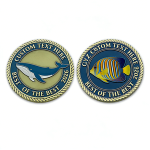 เหรียญที่ระลึกเคลือบลายปลาทะเลและวาฬแบบกำหนดเองปี 2026 ธีมชีวิตทางทะเล เหรียญสะสมของที่ระลึก - Product Image 1