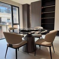 Table à manger de luxe en marbre noir Calacatta naturel, grande table à manger pour villa, ensemble table et chaises haut de gamme