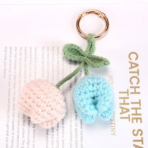Handmade Crochet Tulip Flower Keychain Amigurumi Crocheted Knitting Knit Artificial Flowers Tulips Crochet Flowers Mother'S Day - Product Image 5