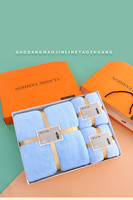 Ensemble cadeau de 3 serviettes de bain en microfibre corail à séchage rapide, brodées, avec boîte