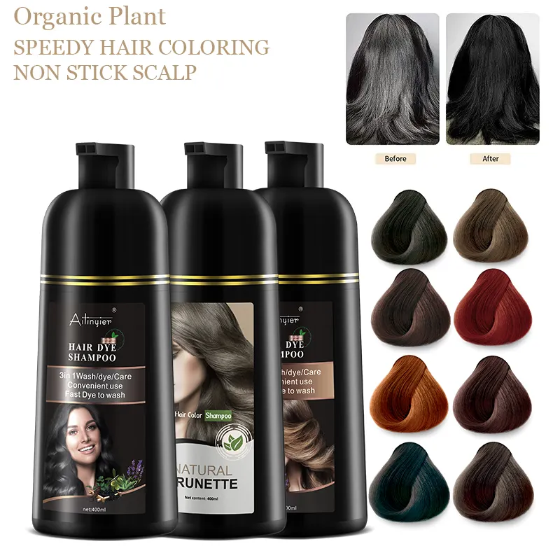 Colore nero oscurante marrone personalizzato permanente a base di erbe olio di Argan Speedy tinture per capelli Shampoo per grigio bianco