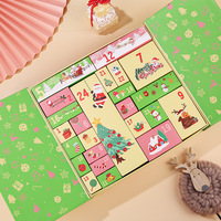 Boîte cadeau de Noël personnalisée, emballage magnétique de luxe pour chocolats et maquillage, calendrier de l'avent 24 jours avec rubans