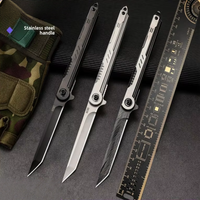 Couteau pliant de poche à lame droite, manche en aluminium, acier inoxydable, outil EDC pour l'extérieur