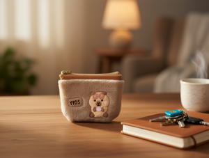 Portamonete Esagonale in Peluche con Motivo Animale, Chiusura a Cerniera, Unisex - Product Image 2