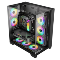 Boîtier PC Gaming AntarcChill en Promotion, ATX, Verre Treillis sur Trois Côtés, Alimentation en Bas, Port Type-C, Vente en Gros