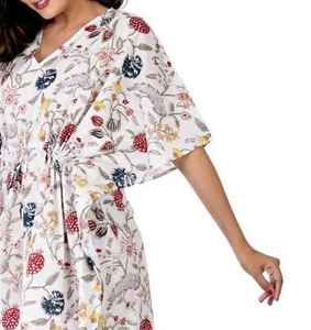 Robe d'été décontractée mi-longue pour femmes, 100% coton, imprimé floral, style bohème, séchage rapide, coupe régulière, style Inde Pakistan - Product Image 1
