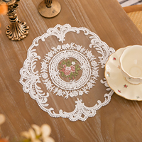 Nappe de table en dentelle de style européen, brodée, rétro, à volants, pour table basse, décoration d'intérieur