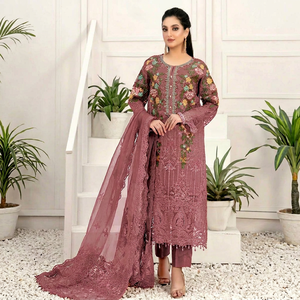 Elegante Salwar Kameez Moderno de Seda Bordado Semisellado con Lentejuelas y Trabajo Khatli para Mujer, Ideal para Bodas, Fiestas y Eventos, de Secado Rápido - Product Image 1