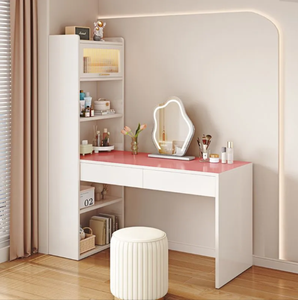 Coiffeuse moderne en bois massif avec miroir éclairé, couleur crème, pour chambre à coucher, petite appartement, meuble de rangement <span class=keywords><strong>maquillage</strong></span> - Product Image 6