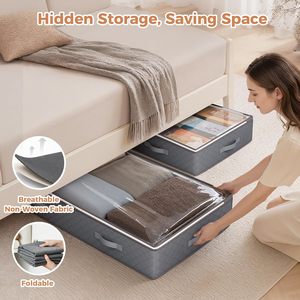 ถุงเก็บของใต้เตียงแบบผ้า ถุงเก็บของใต้เตียง ถุงเก็บผ้าห่ม - Product Image 4